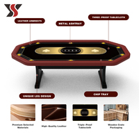 YS Luxuriöser Moderner Maßgefertigter Holz-Oval-Casino-Pokertisch für Texas Hold'em mit Goldkantigen Konischen Beinen