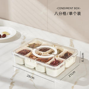 塑料透明厨房容器分隔带盖的食物托盘和手柄香料储存容器 - Product Image 6