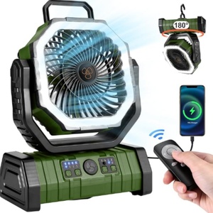 20000mAh <b>Battery</b> <b>Operated</b> Portable Fan with LED Light Hook Four Speeds Remote Control Table Installation-for Desk Camping Fan - Product Image 1