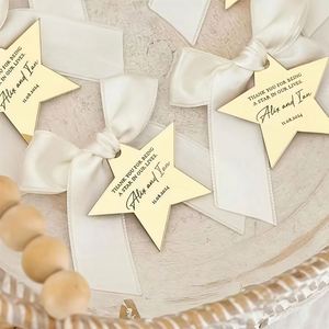 Nouvelles Décorations de Fête Personnalisables en Acrylique Gravées au Laser pour Anniversaires, Banquets et Noël – Motif Étoile Miroir Tendance - Product Image 3