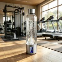 Bouteille d'eau hydrogénée innovante 2026 9000ppb en verre SPE PEM avec contrôle intelligent par application, batterie 5000mAh, 500ml, pour usage domestique, voiture/camping-car