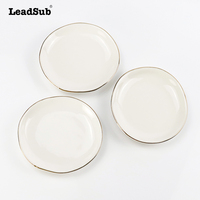 Plateau de présentation de bijoux en porcelaine blanche à sublimation, forme ronde ondulée, 4 pouces, 4,5 pouces, avec logo personnalisé, pour bagues et rangement peu profond