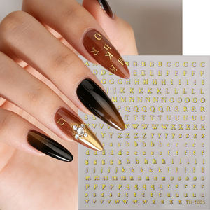 Autocollant 3D 5D Chiffre Lettre Brillant Autocollant <span class=keywords><strong>Noir</strong></span> Blanc <span class=keywords><strong>Argent</strong></span> Feuille Décoration Nail Art Autocollants Salon DIY Décalcomanies Ongles - Product Image 4