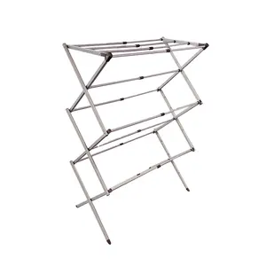 New Product Stand Drying Clothing Laundry Hanger Rack Indoor steel folding easy storage 3 tiers clothes drying rack