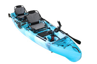 Vente d'usine, canoë à ailerons 2 places de 13,4 pieds, coque en HDPE PE, kayak à pédales à clapets pour 2 personnes, pour la navigation en mer, avec accessoires de kayak