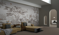 Papier peint autocollant personnalisé de luxe, motif floral doré, beige, texture lin, papier peint botanique pour hôtel haut de gamme, boutique, maison