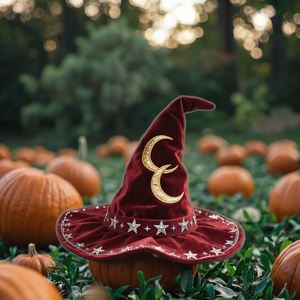 Halloween Adult Oversized <b>Witch</b> <b>Hat</b> With Wide Brim Party Accessory 30*40 Size Featuring Pumpkin and Bat Elements Unisex - Product Image 2