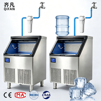Machine à glaçons 100 kg, refroidie par eau, économe en énergie, stockage 30 kg, température ambiante élevée, 24h/24, pour café, restaurant, bubble tea