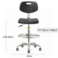 Chaise de laboratoire industrielle en acier inoxydable durable, antistatique, en mousse PU, avec levage et rotation, pour les écoles, les hôpitaux, les ateliers, J29