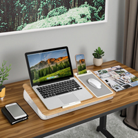 Bureau portable pliable en bambou avec tapis de souris et support pour téléphone, idéal pour le télétravail, couleur et logo personnalisables