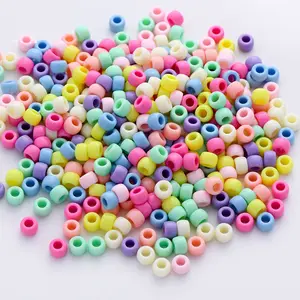 6x9mm ensemble rond mélange couleur acrylique plastique poney perles en vrac grand trou perles pour la fabrication de bijoux bricolage jouet