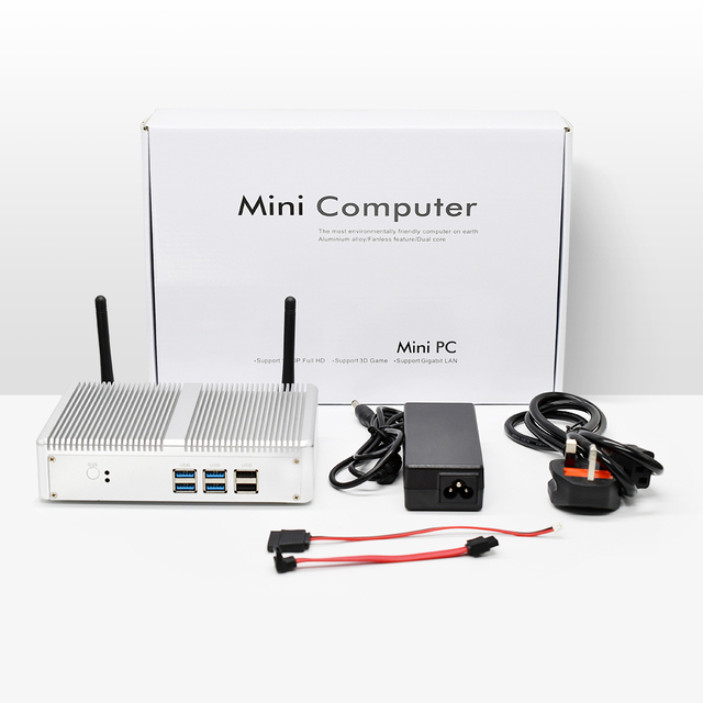 Fanless Mini PC i7 i5 7200U i3 7100U Ce-leron-2955U DDR4/DDR3 8GB Win10 Pro Nuc HTPC VGA HD-MI WiFi Gigabit Lan Linux Computer