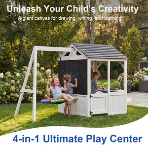 Maisonnette <span class=keywords><strong>de</strong></span> <span class=keywords><strong>jeu</strong></span> pour enfants en bois, imperméable, pour extérieur, jardin et cour arrière, thème caserne <span class=keywords><strong>de</strong></span> pompiers - Product Image 3