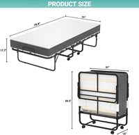 Lit pliant moderne et portable avec cadre métallique robuste, roues pliables, gain de place pour chambre, appartement, hôtel, école, villa, adultes