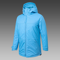 Nouveautés Manteau Coupe-Vent d'Hiver en Coton Bleu pour Homme, Doudoune Chaude à Capuche Entièrement Zippée