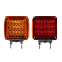 Feu de signalisation LED double face carré pour camion et remorque, clignotant, feu stop, feu latéral, fixation à double boulon, ambre/rouge, 12V 24V, étanche pour garde-boue