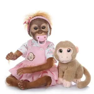 NPK New Cute Twins Monkey Toys invia regali creativi per bambini bambole animali in silicone rinato