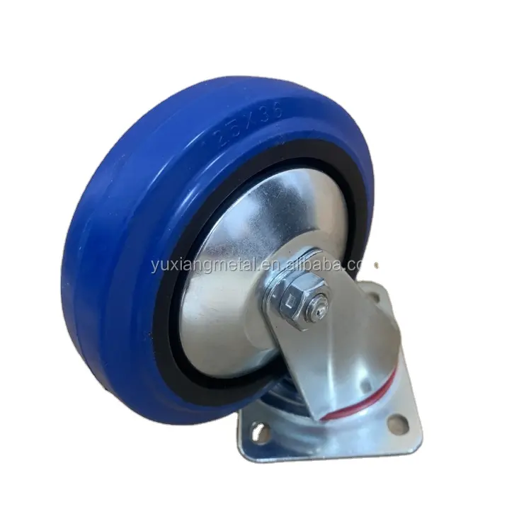 Rueda de PU de 3-8 pulgadas con núcleo PP, rueda giratoria azul, fabricación de ruedas