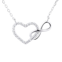 Collier Cœur Infini Élégant en Argent Sterling S925 Plaqué Or 18K avec Pierre Naturelle Pavée pour Femme – Cadeau de Noël