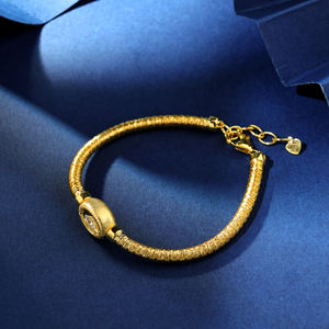 Hot Selling Artic Jewellery Satin Finish Sterling Silver 925 Jewellery 18K Yellow Gold Plated Zircon Charm <b>Bracelet</b> Trendy Gifts - Product Image 5