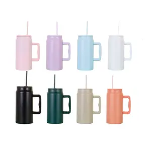 New upgrade wholesale 50oz multiple colors powder coated handle travel coffee mugs for Coffee Water tea juice