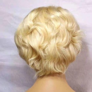 Ali 613 #   Parrucche Pixie Cut con Frontale in Pizzo Trasparente, Capelli Umani Vergini Brasiliani Biondi per Donne di Colore - Product Image 6
