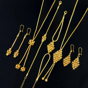 Ensemble de bijoux élégants en perles dorées plaqué or 21 carats, résistant à l'eau, collier, bracelet et boucles d'oreilles pour mariée, ensemble de 3 pièces pour femmes - Product Image 3