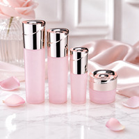 Ensemble de soins de la peau luxueux avec couvercle à motif de rose, emballage cosmétique PETG, tonique, lotion, sérum, crème 100 ml 50 g