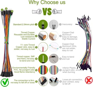 40-poliger Header-Überbrückung draht Dupont-Kabel leitungs anschluss Löt frei Mehrfarbig für <span class=keywords><strong>Arduino</strong></span> Raspberry Pi Electronic Bread board 5 - Product Image 3