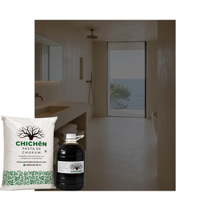 Finition de surface intérieure pour salle de bain complète, murs, sol, meuble sous-vasque intégré, style moderne résidentiel, en plâtre Chukum sans joint. - Product Image 1