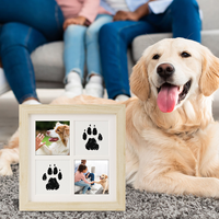 Kit de cadre photo en bois écologique pour empreintes de pattes d'animaux, tampon encreur pour chien et chat, cadeau commémoratif DIY à montage mural, sans contact et facile à nettoyer, vente en gros