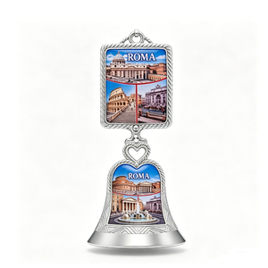 Campana de Recuerdo de Roma con Impresión Digital de Lugares Religiosos, Artesanía Metálica Plateada - Product Image 5