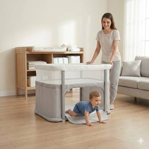 Cuna Transpirable para Bebé, Suministro Directo de Fábrica, Estilo Minimalista, Ajustable, para Edades de 0 a 3 Años - Product Image 1