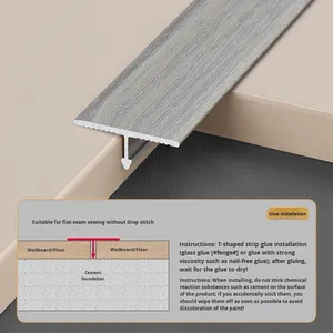 Tira de umbral en forma de T de diseño moderno, tira de borde de grano de madera de aleación de aluminio para piso y azulejo, costura plana incrustada para sala de estar - Product Image 1