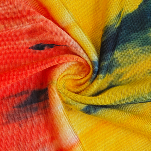 Personnalisé En Gros Absorbant L'humidité Doux 95% Rayonne 5% Spandex Tie Dyed <span class=keywords><strong>Imprimé</strong></span> Rayonne Stretch <span class=keywords><strong>Jersey</strong></span> Femmes Robe <span class=keywords><strong>Tissu</strong></span> - Product Image 1