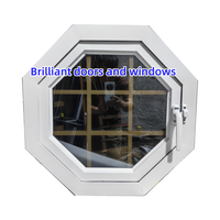Ventana octogonal de vidrio de aluminio brillante con diseño de rejilla