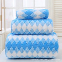 Ensemble de serviettes de bain LONGREN en polaire corail épaissi à motif losanges, absorbant, sans peluches, doux pour le visage, pour adultes et usage domestique