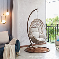 Fauteuil suspendu nid d'oiseau en rotin PE, style américain, pour extérieur, balcon, avec support, hamac