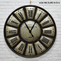 Lucky ywind 34 pouces à piles rustique Vintage ferme Style grand rond en métal galvanisé découpé horloge murale