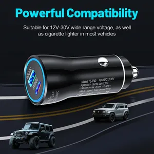 Cargador de Coche de 45W con Doble Puerto USB C PD3.0 QC3.0, Adaptador de Carga Rápida con Protección de Seguridad Avanzada, Compatible con Vehículos de 12V y 24V, 1 Unidad - Product Image 4