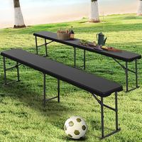 Banc pliant noir portable de 6 pieds pour une utilisation intérieure et extérieure dans les cours, les salles à manger, les hôtels et les écoles