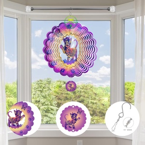 Cat 12 Inch Wind Spinners ,Garden Decoration Wind and Weather Holographic Illusion Spinner Animal Wind Spinners - Product Image 3