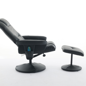 Silla reclinable ergonómica de cuero PU negro con otomana, sillón giratorio para la comodidad del hogar y la Oficina - Product Image 4