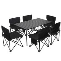 Table de Camping Pliante Portable en Aluminium Type « Egg Roll » pour Pique-Nique et Extérieur, avec Chaises
