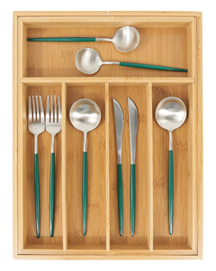 Organizador de Cubiertos Ecológico de Bambú, Expandible, con 8 Compartimentos, para Cajón de Cocina, para Cubiertos y Utensilios - Product Image 2