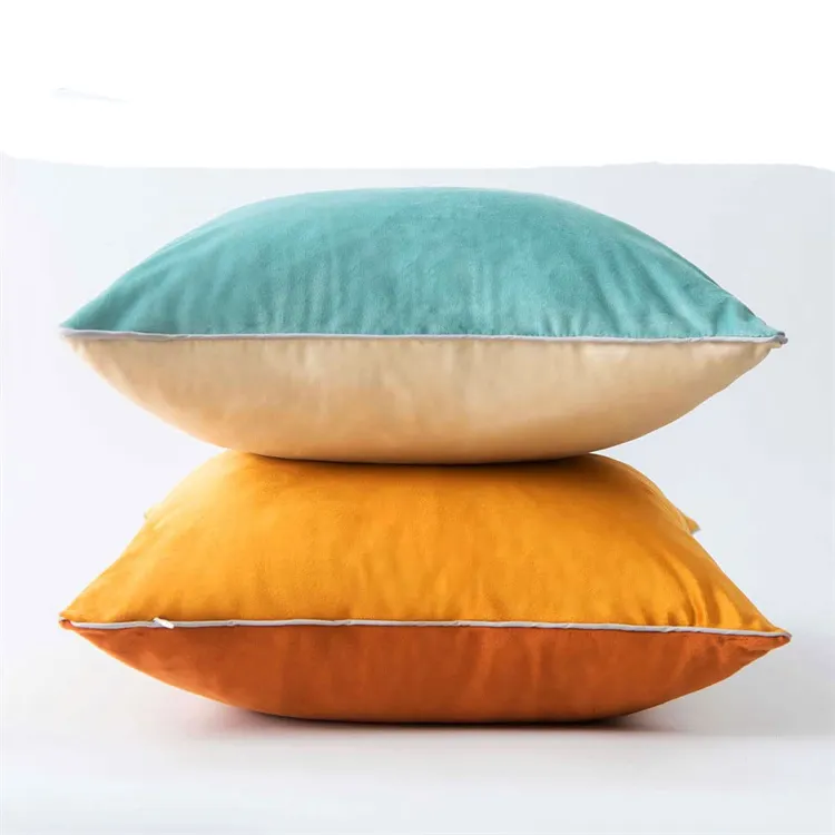 High Quality Solid Color Orange Square Throw Pillow Cover Case Double Sided Velvet Cushion Cover For Home