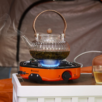 Vooma Camping en plein air cuisine Portable un brûleur en acier inoxydable cuisinière à gaz coupe-vent marmite Barbecue ménage Cassette Butane