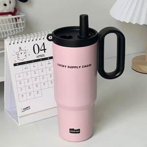 Travel Car <b>Macaron</b> Handle Mug 24oz 720ml Double Wall Insulated Tumbler Lid Straw Anti-Slip ODM Custom Logo - Product Image 4