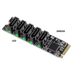 NVME M-Key PCI Express zu SATA 3.0 6 Gbit/s 5 Ports Adapter Converter Festplatten verlängerung karte <span class=keywords><strong>JMB585</strong></span> - Product Image 1