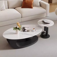 Table basse ovale en bois de style italien, design simple et luxueux, pour petit appartement, salon ou coin café